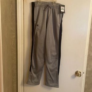 NWT boys under armour tech pants YLG grey and black